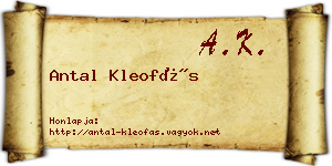 Antal Kleofás névjegykártya