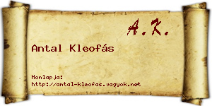 Antal Kleofás névjegykártya